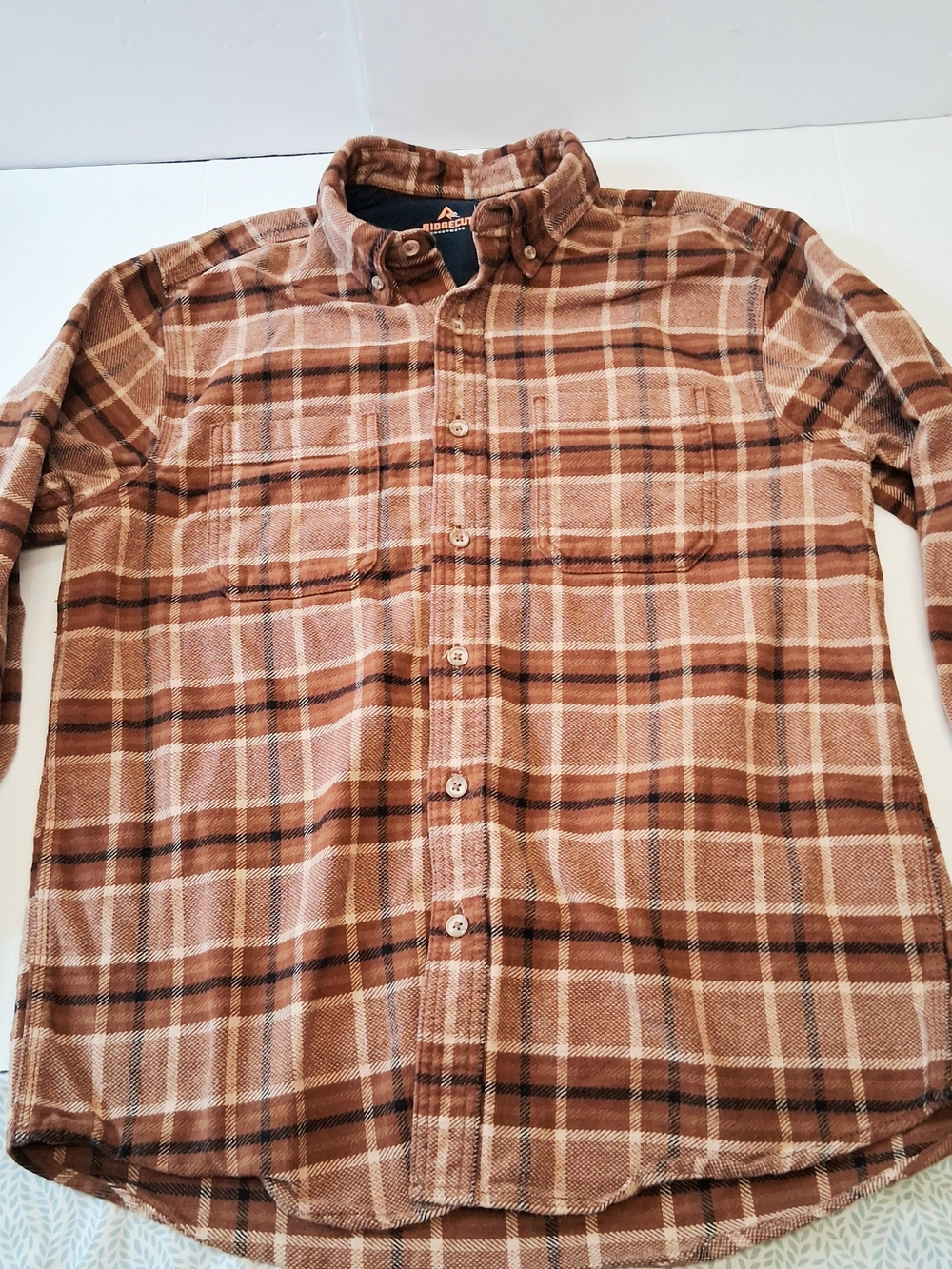 Ridgecut Toughwear Mens Heavy Duty Flannel Shirt Jacket Large Long Sleeve Brown